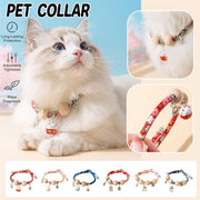 Camphor Wood Bead Collar with Bell Necklace for Cats and Dogs Pet Accessories - Red-Longevity Lock V528-COLLAR-CMS-RED-XS-415614