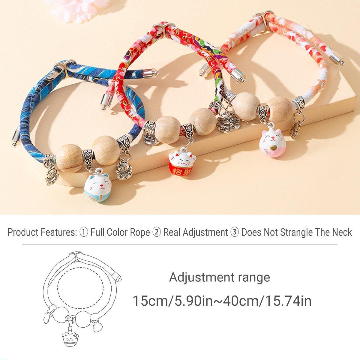 Camphor Wood Bead Collar with Bell Necklace for Cats and Dogs Pet Accessories - Red-Longevity Lock V528-COLLAR-CMS-RED-XS-415614