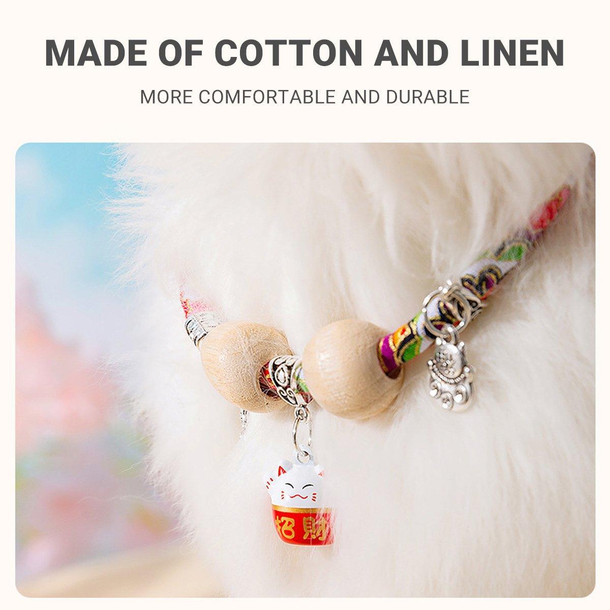 Camphor Wood Bead Collar with Bell Necklace for Cats and Dogs Pet Accessories - Red-Longevity Lock V528-COLLAR-CMS-RED-XS-415614