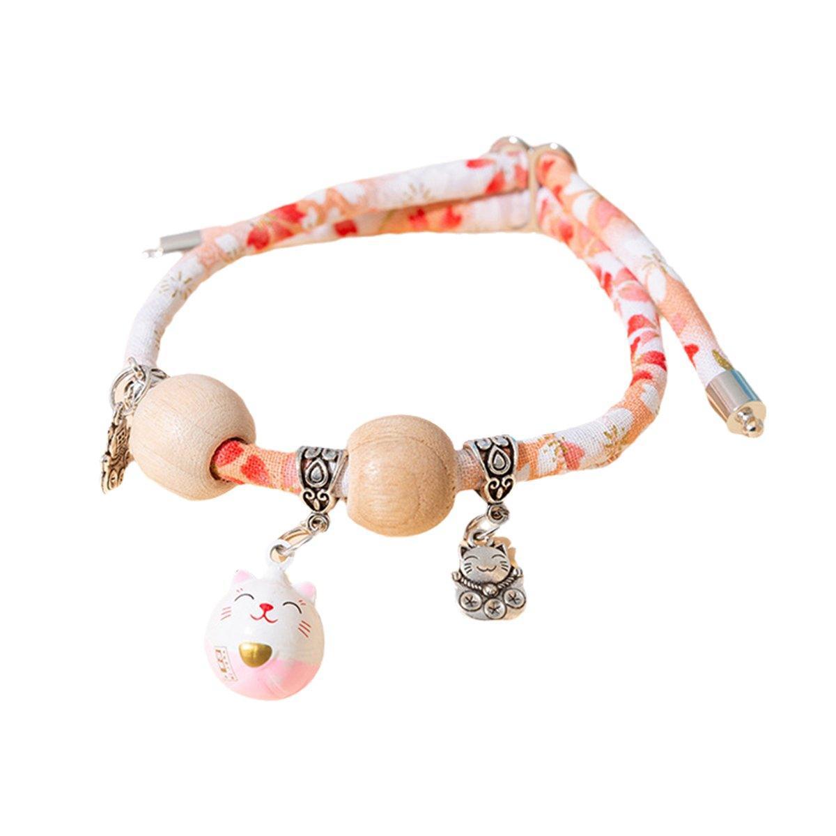 Camphor Wood Bead Collar with Bell Necklace for Cats and Dogs Pet Accessories - Red-Longevity Lock V528-COLLAR-CMS-RED-XS-415614