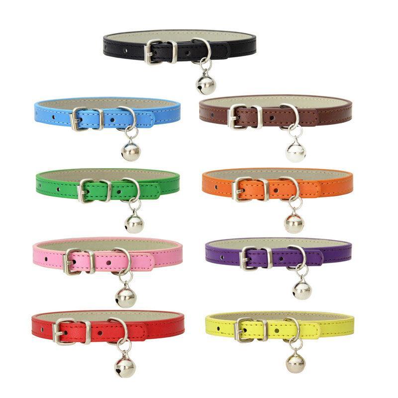 Adjustable PU Leather Cat Collar with Bell Breakaway Buckle 9 Colours - Green V528-COLLAR-GREEN-67905