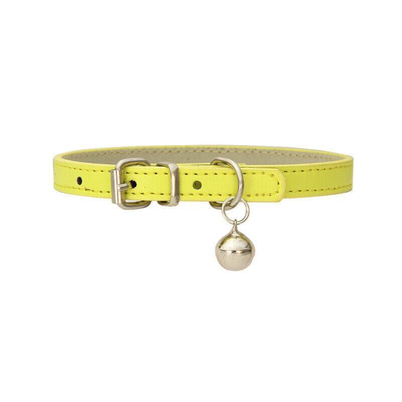 Adjustable PU Leather Cat Collar with Bell Breakaway Buckle 9 Colours - Green V528-COLLAR-GREEN-67905