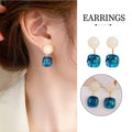 Small Fresh Blue Oil Earrings Retro Fashion Temperament Silver Needle Jewellery V528-COLOR-CONTRAST-EARRINGS-815778