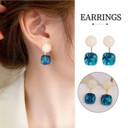 Small Fresh Blue Oil Earrings Retro Fashion Temperament Silver Needle Jewellery V528-COLOR-CONTRAST-EARRINGS-815778