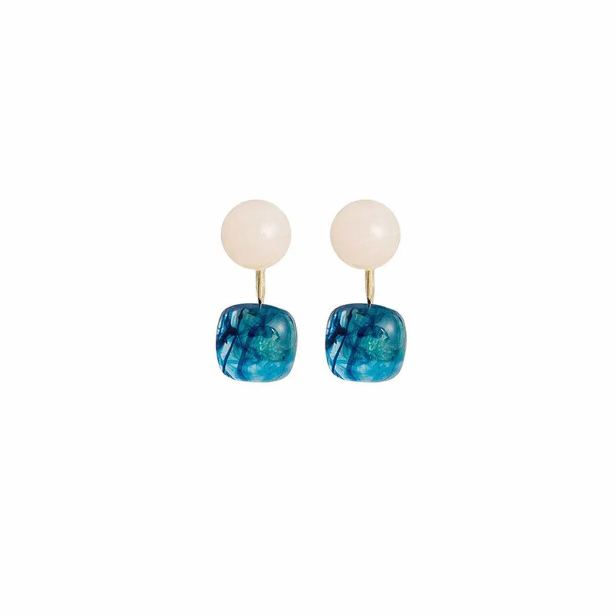 Small Fresh Blue Oil Earrings Retro Fashion Temperament Silver Needle Jewellery V528-COLOR-CONTRAST-EARRINGS-815778