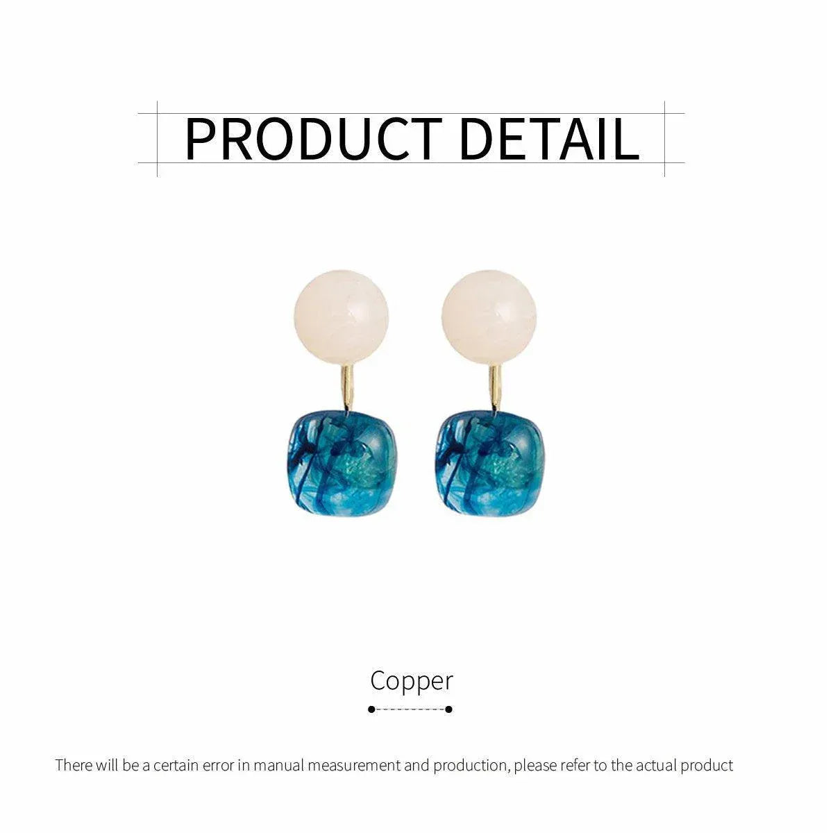 Small Fresh Blue Oil Earrings Retro Fashion Temperament Silver Needle Jewellery V528-COLOR-CONTRAST-EARRINGS-815778