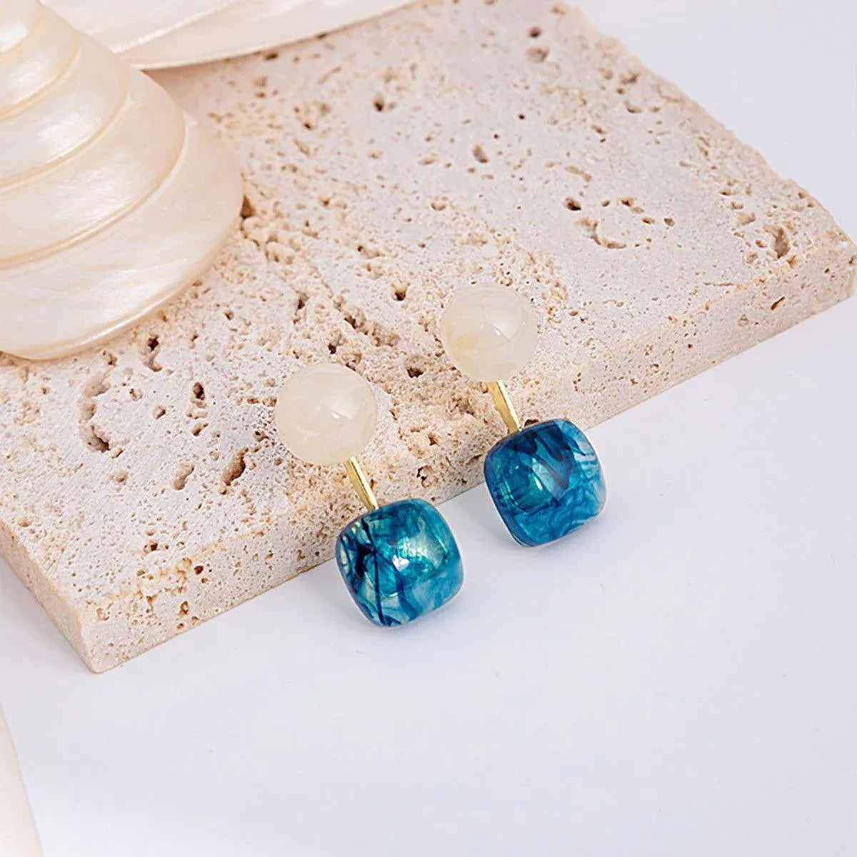 Small Fresh Blue Oil Earrings Retro Fashion Temperament Silver Needle Jewellery V528-COLOR-CONTRAST-EARRINGS-815778