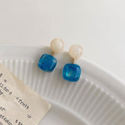 Small Fresh Blue Oil Earrings Retro Fashion Temperament Silver Needle Jewellery V528-COLOR-CONTRAST-EARRINGS-815778