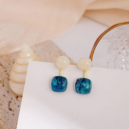 Small Fresh Blue Oil Earrings Retro Fashion Temperament Silver Needle Jewellery V528-COLOR-CONTRAST-EARRINGS-815778