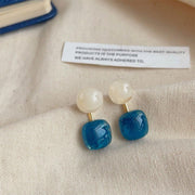Small Fresh Blue Oil Earrings Retro Fashion Temperament Silver Needle Jewellery V528-COLOR-CONTRAST-EARRINGS-815778