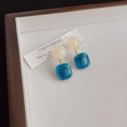 Small Fresh Blue Oil Earrings Retro Fashion Temperament Silver Needle Jewellery V528-COLOR-CONTRAST-EARRINGS-815778