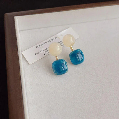 Small Fresh Blue Oil Earrings Retro Fashion Temperament Silver Needle Jewellery V528-COLOR-CONTRAST-EARRINGS-815778