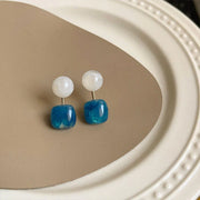 Small Fresh Blue Oil Earrings Retro Fashion Temperament Silver Needle Jewellery V528-COLOR-CONTRAST-EARRINGS-815778