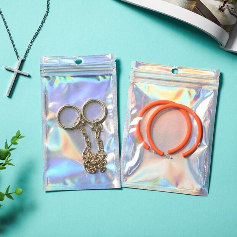 100/200X Iridescent Zip Bags for Food Storage & Holographic Makeup Pouch - 14*20cm 200PCS V528-COLORBAG-14-20-200PCS-83204