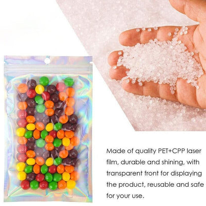 100/200X Iridescent Zip Bags for Food Storage & Holographic Makeup Pouch - 14*20cm 200PCS V528-COLORBAG-14-20-200PCS-83204