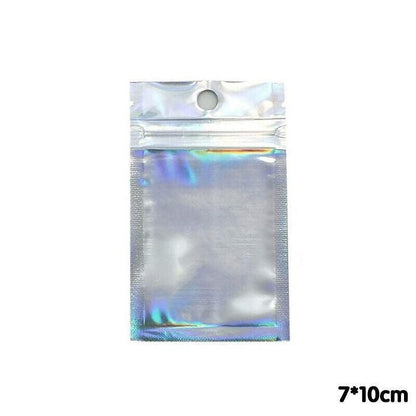 100/200X Iridescent Zip Bags for Food Storage & Holographic Makeup Pouch - 14*20cm 200PCS V528-COLORBAG-14-20-200PCS-83204