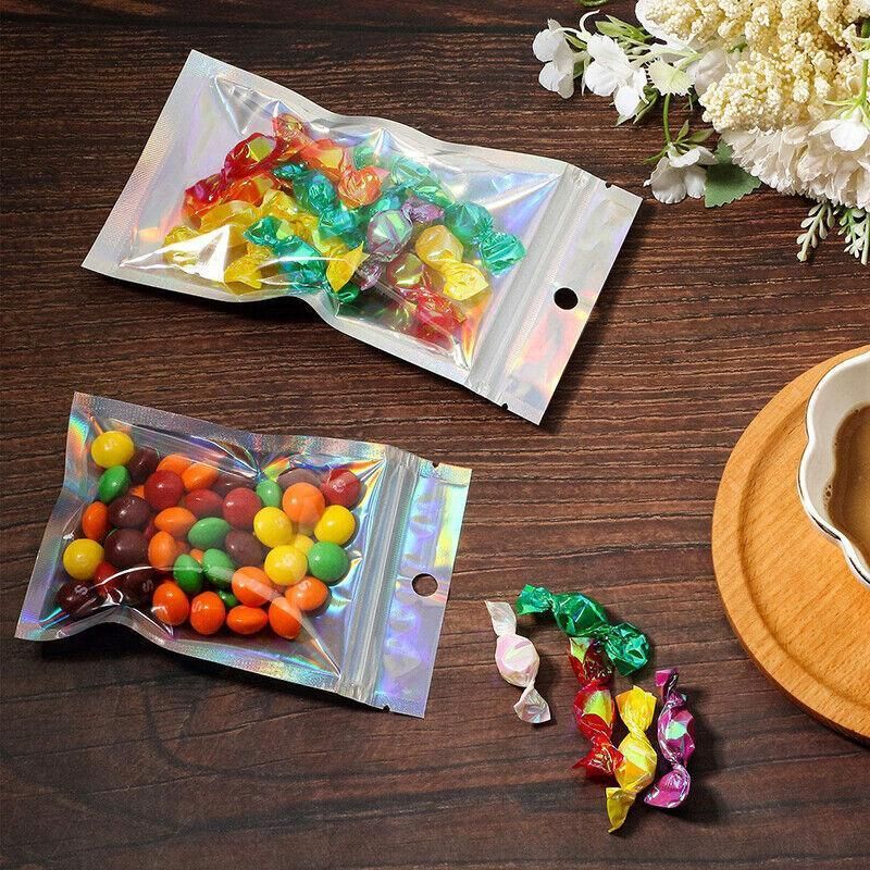 100/200X Iridescent Zip Bags for Food Storage & Holographic Makeup Pouch - 20*30cm 100PCS V528-COLORBAG-20-30-100PCS-68791