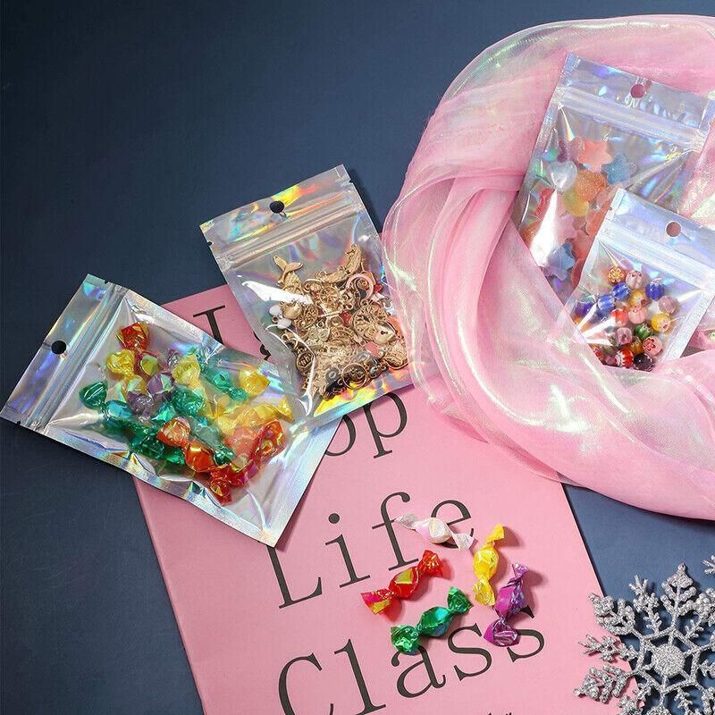 100/200X Iridescent Zip Bags for Food Storage & Holographic Makeup Pouch - 20*30cm 200PCS V528-COLORBAG-20-30-200PCS-53211
