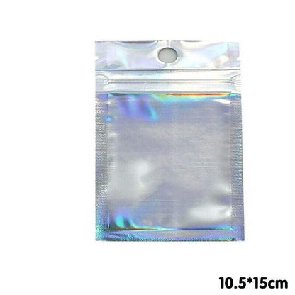 100/200X Iridescent Zip Bags for Food Storage & Holographic Makeup Pouch - 7*10cm 100PCS V528-COLORBAG-7-10-100PCS-59760
