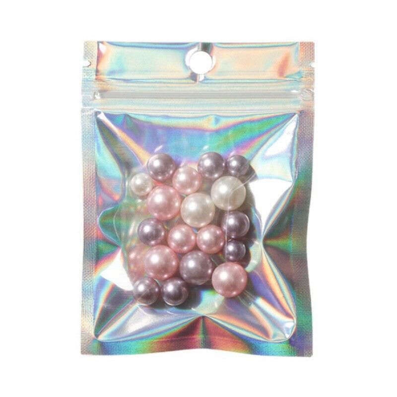 100/200X Iridescent Zip Bags for Food Storage & Holographic Makeup Pouch - 7*10cm 200PCS V528-COLORBAG-7-10-200PCS-53327