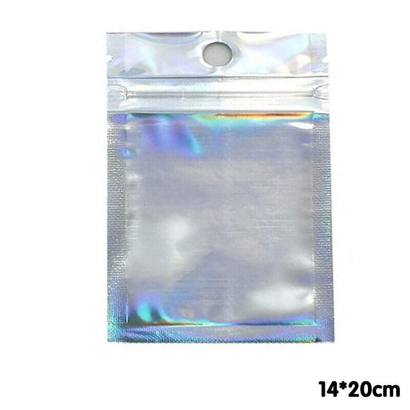 100/200X Iridescent Zip Bags for Food Storage & Holographic Makeup Pouch - 7*10cm 200PCS V528-COLORBAG-7-10-200PCS-53327