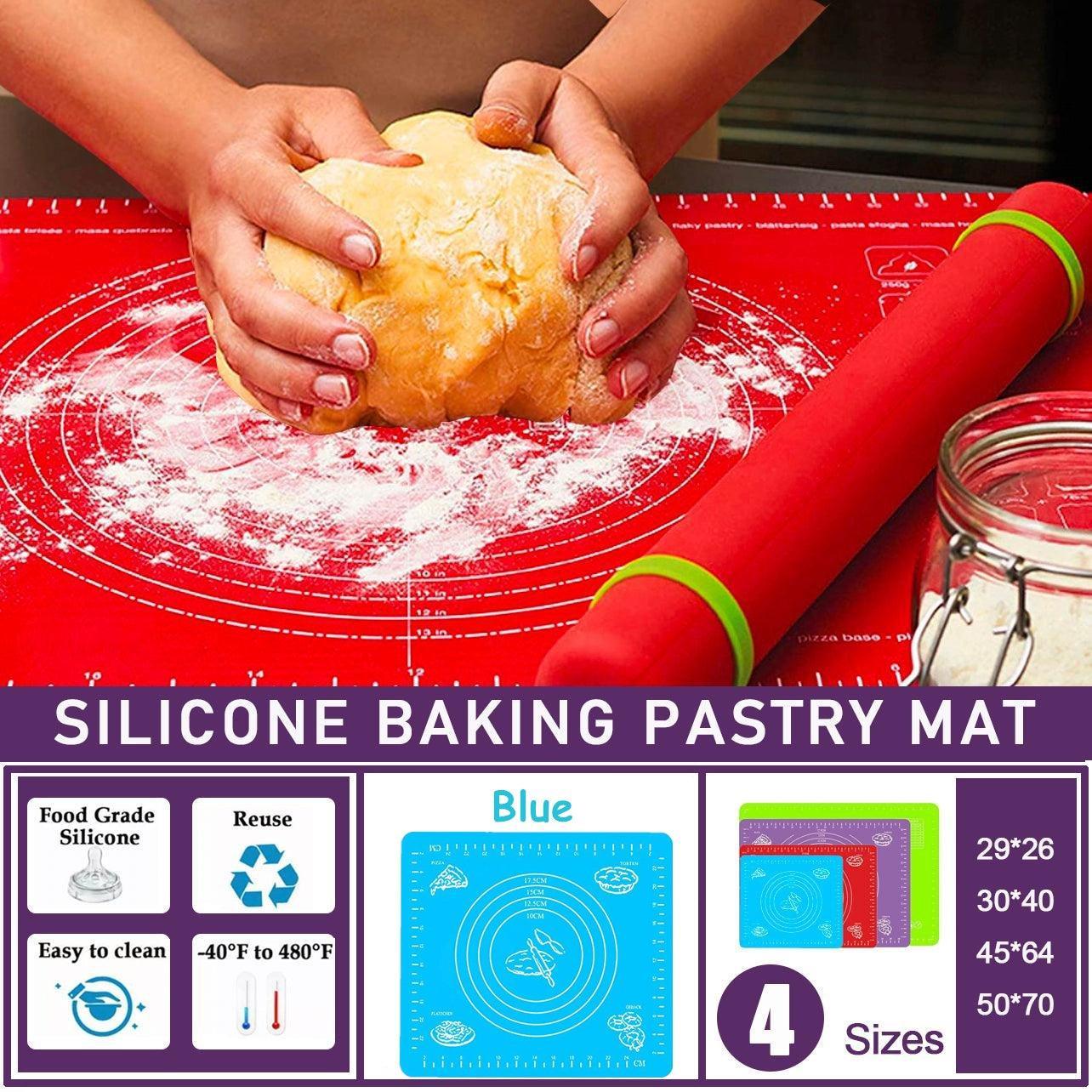 Blue Reusable Non-Stick Silicone Rolling Dough Mat Cake Pastry Baking Fondant Sheet - 40*30cm V528-COLOUR-BLUE-SIZE-40-30CM49237