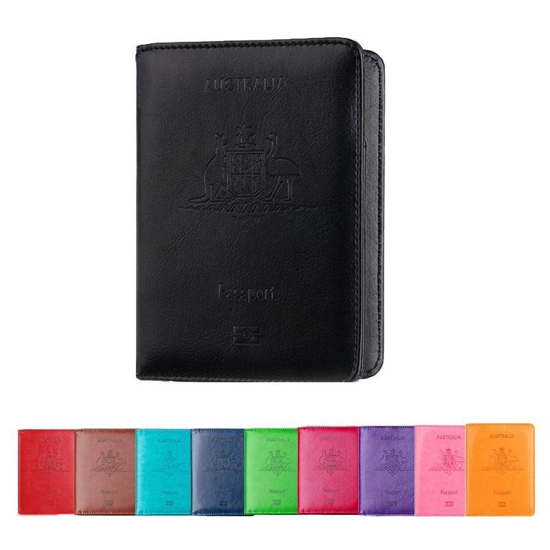 RFID Passport Holder Slim Leather Travel Wallet ID Card Cover Case for Men Women - Blue V528-COLOUR-BLUE32975