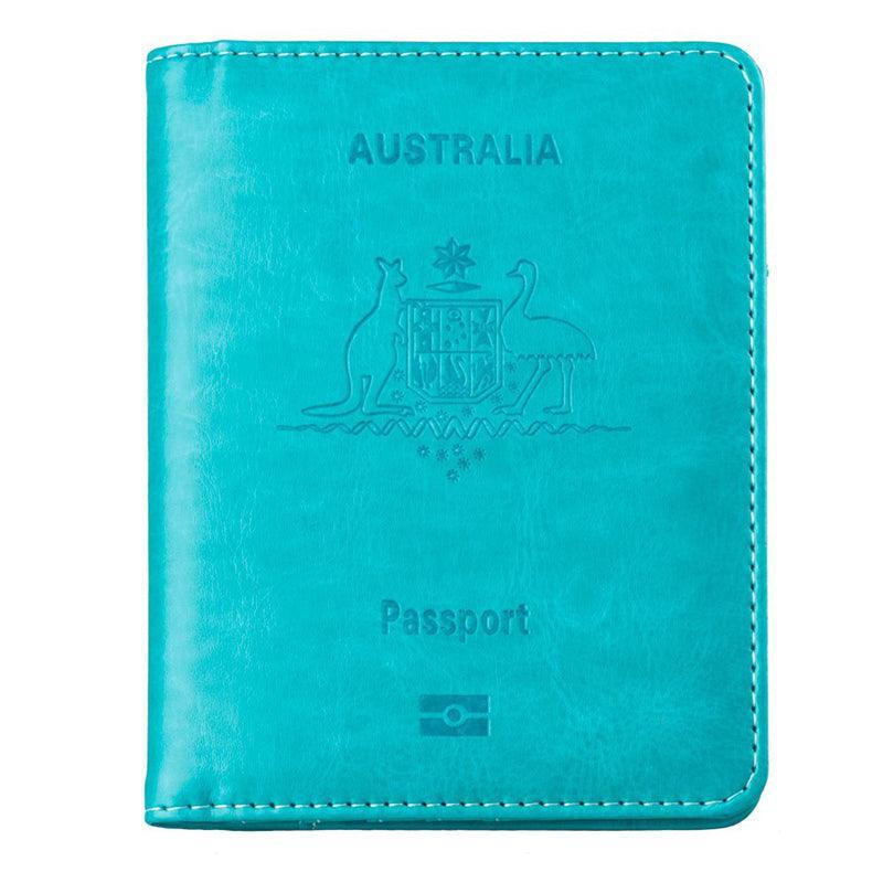 RFID Passport Holder Slim Leather Travel Wallet ID Card Cover Case for Men Women - Blue V528-COLOUR-BLUE32975