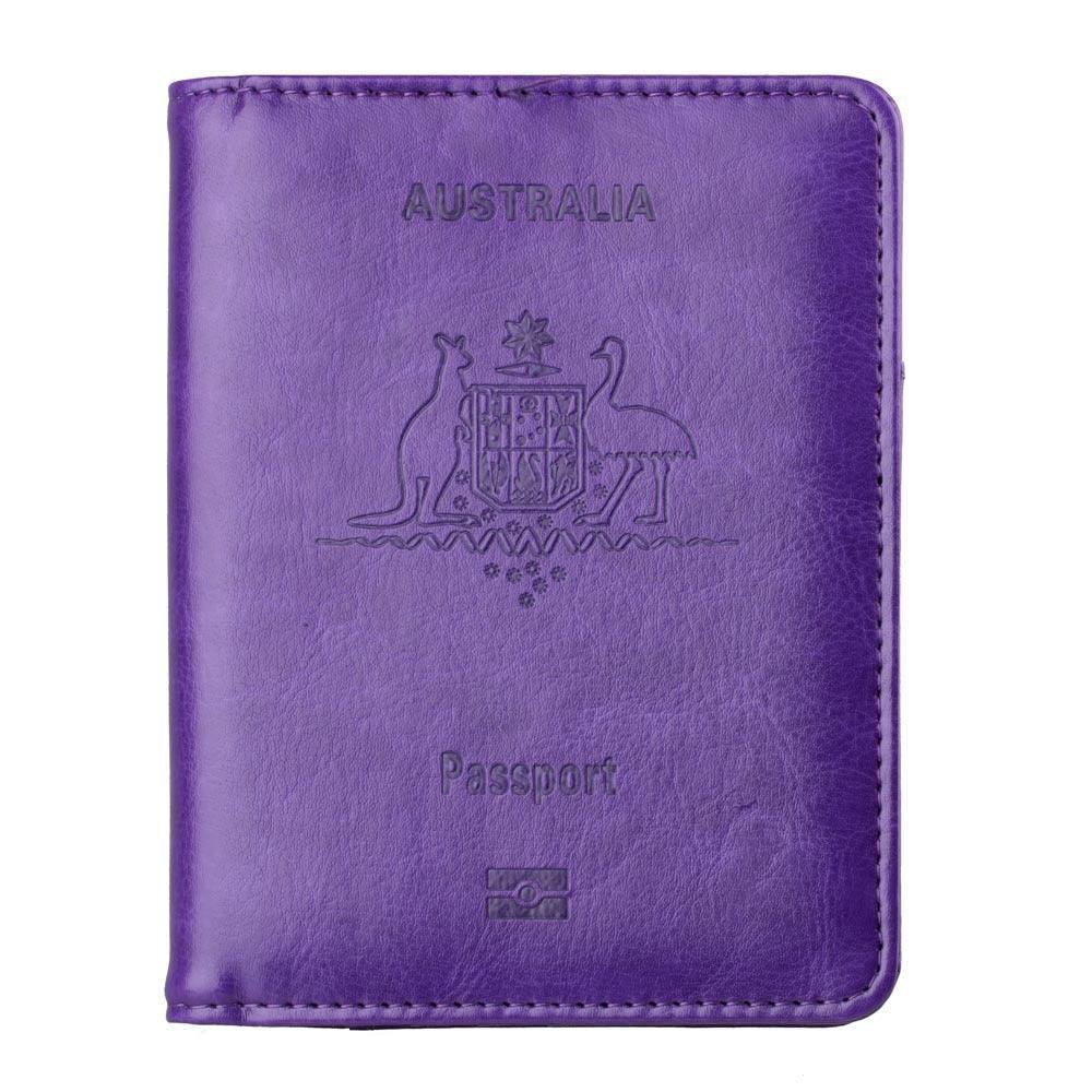 RFID Passport Holder Slim Leather Travel Wallet ID Card Cover Case for Men Women - Blue V528-COLOUR-BLUE32975