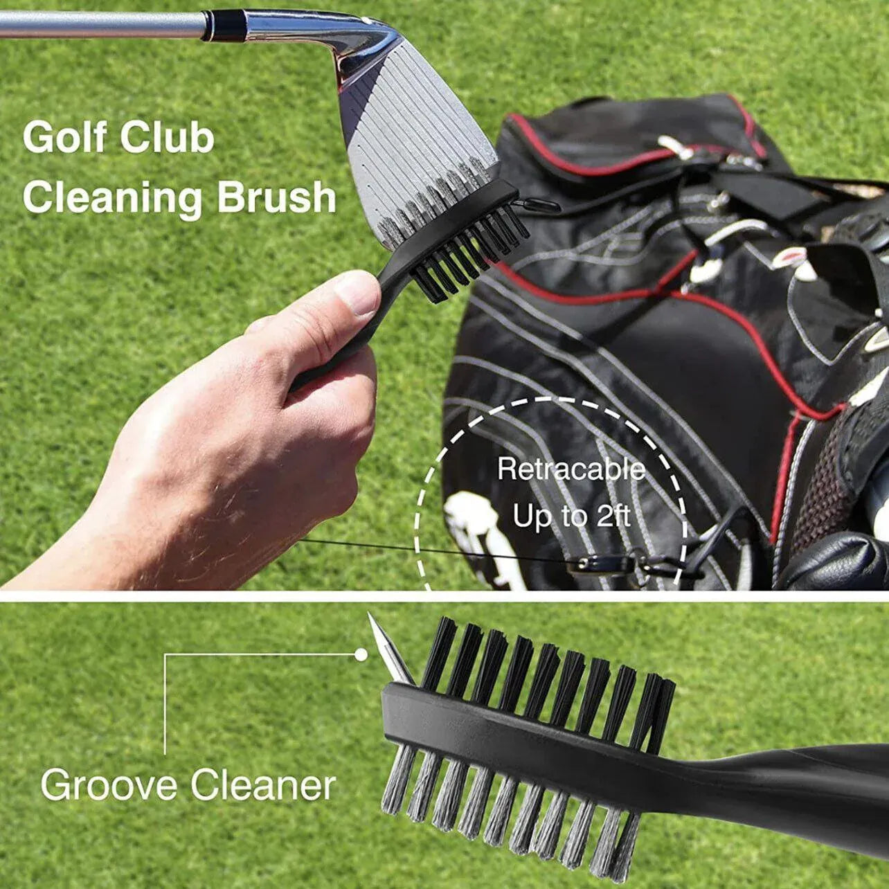 Golf Cleaning Brush Retractable Stock Color Groove Cleaner With Reel Club Ball - Blue V528-COLOUR-BLUE97129