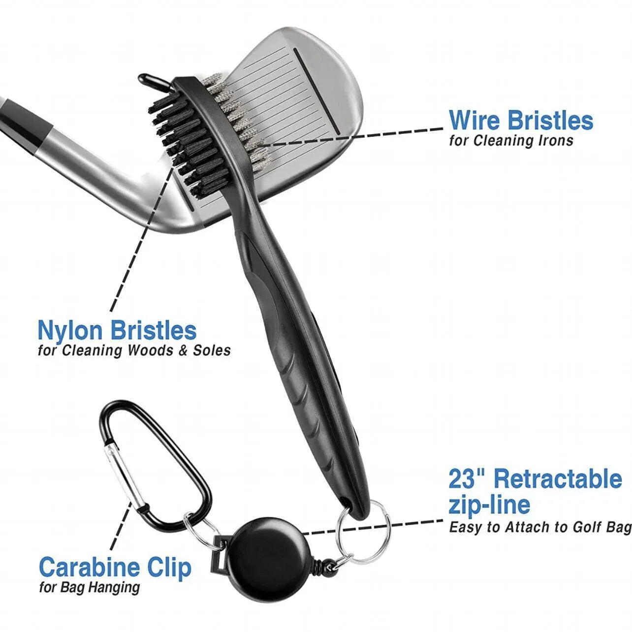 Golf Cleaning Brush Retractable Stock Color Groove Cleaner With Reel Club Ball - Blue V528-COLOUR-BLUE97129