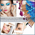 20 Pcs Eye Make-Up Brushes Diamond Unicorn Eyeshadow Eyebrow Blending Brush Set - Blue and Pink V528-COLOUR-BLUEANDPINK65540