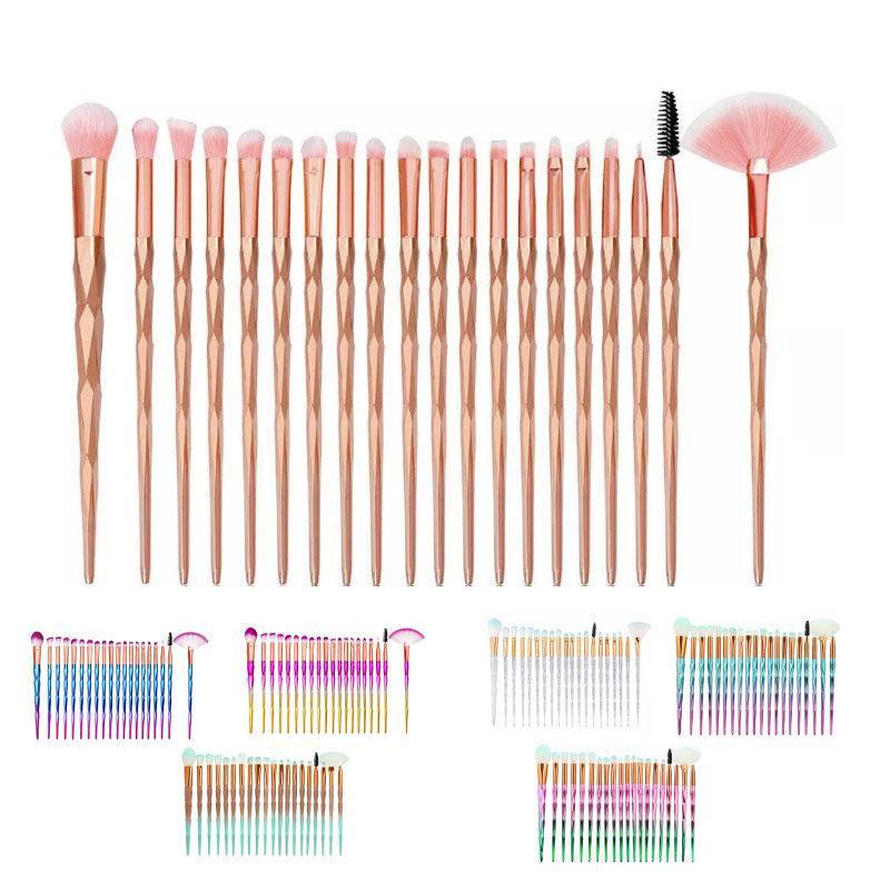 20 Pcs Eye Make-Up Brushes Diamond Unicorn Eyeshadow Eyebrow Blending Brush Set - Blue and Pink V528-COLOUR-BLUEANDPINK65540