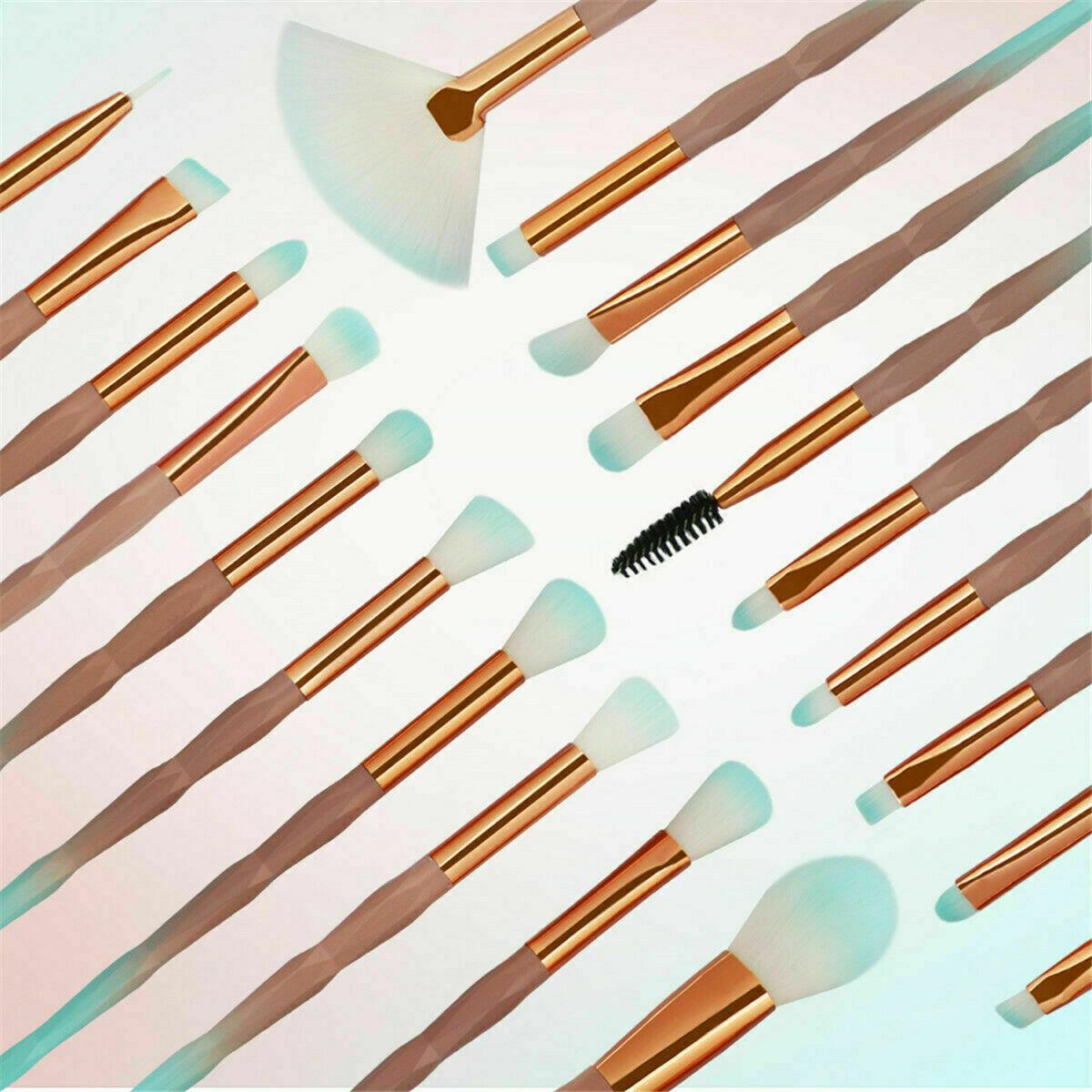 20 Pcs Eye Make-Up Brushes Diamond Unicorn Eyeshadow Eyebrow Blending Brush Set - Blue and Pink V528-COLOUR-BLUEANDPINK65540