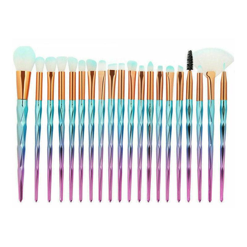 20 Pcs Eye Make-Up Brushes Diamond Unicorn Eyeshadow Eyebrow Blending Brush Set - Blue and Pink V528-COLOUR-BLUEANDPINK65540