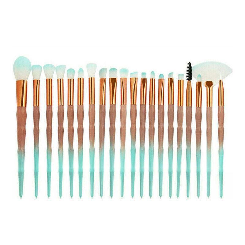 20 Pcs Eye Make-Up Brushes Diamond Unicorn Eyeshadow Eyebrow Blending Brush Set - Blue and Pink V528-COLOUR-BLUEANDPINK65540