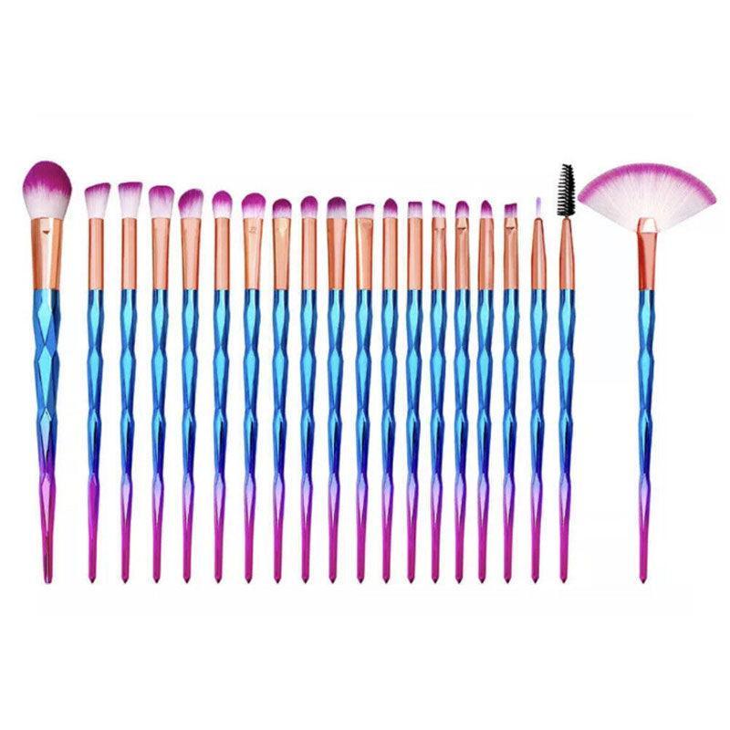 20 Pcs Eye Make-Up Brushes Diamond Unicorn Eyeshadow Eyebrow Blending Brush Set - Blue and Pink V528-COLOUR-BLUEANDPINK65540
