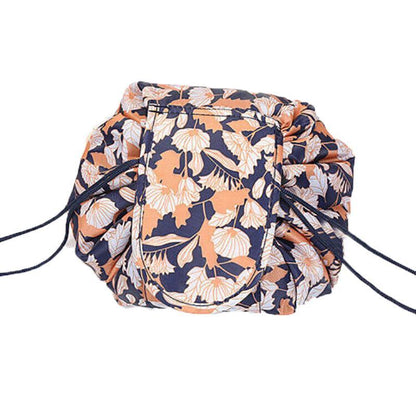 Portable Travel Makeup Bag Drawstring Cosmetic Pouch Lazy Storage Organiser Case - Blue White Feather V528-COLOUR-BLUEWHITEFEATHER39698
