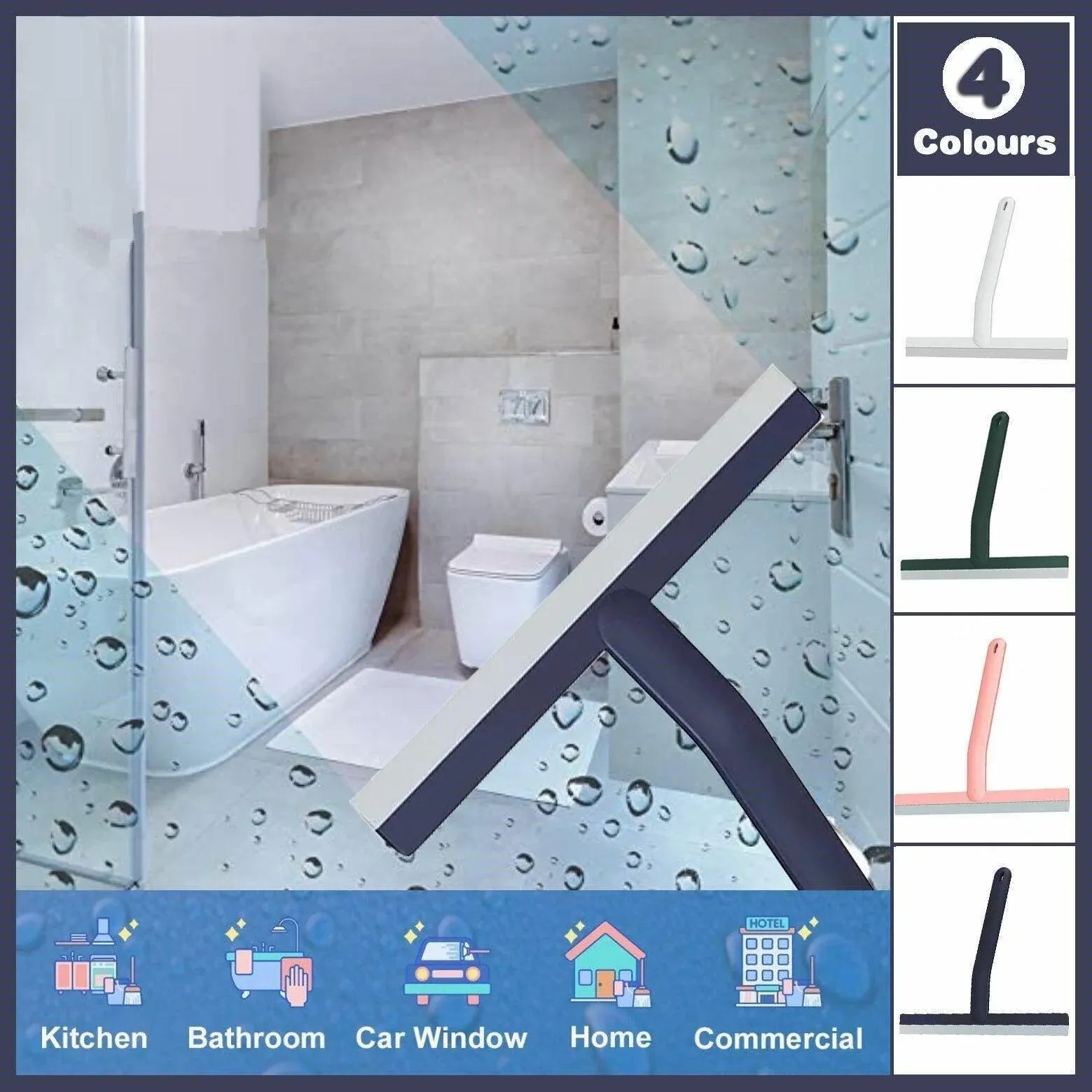 Shower Squeegee Bathroom Mirror Window Glass Cleaner Wiper Home Cleaning Tool - Green V528-COLOUR-GREEN45743
