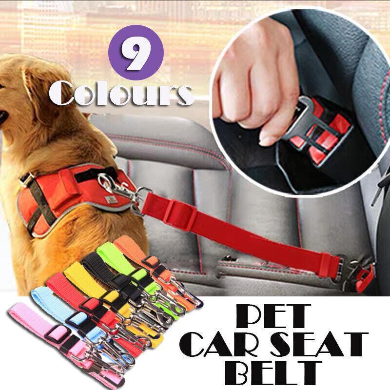 Adjustable Pet Harness Lead for Car Travel with Clip Attachment Nylon Restraint Strap - Green V528-COLOUR-GREEN86853