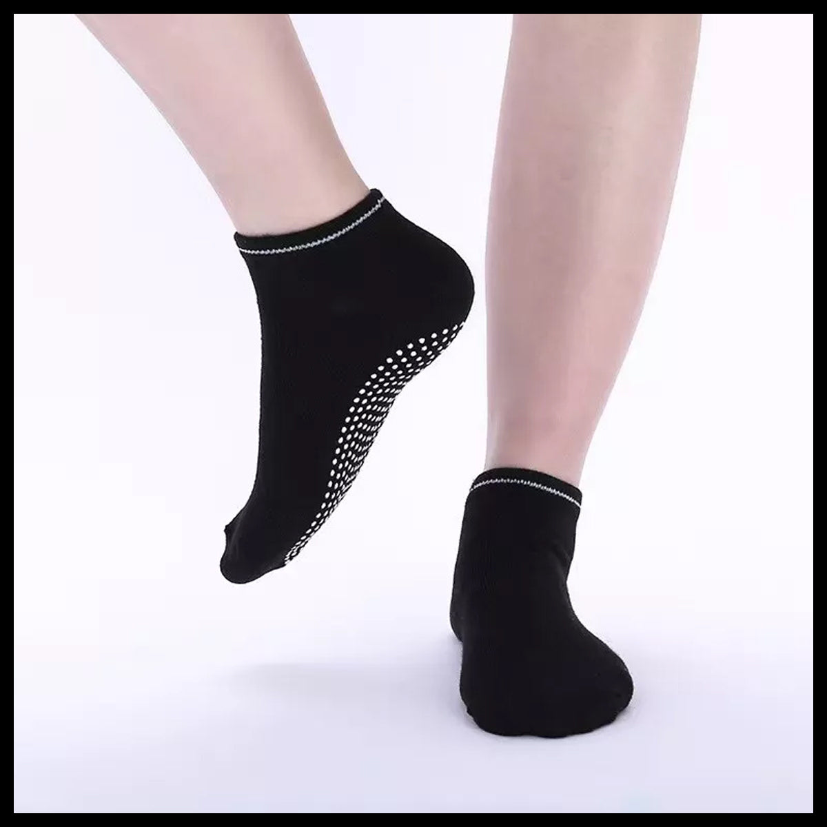 3 Pairs Ladies Women Sports Cotton Rich Pilates Yoga Non-Slip Grip Socks - Grey V528-COLOUR-GREY-PACKAGE-3PAIRS21380
