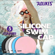 Aolikes Silicone Swimming Cap Waterproof Unisex Swim Hat for Men and Women - Grey V528-COLOUR-GREY86706