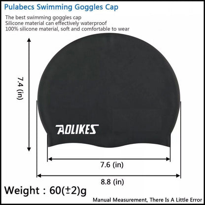 Aolikes Silicone Swimming Cap Waterproof Unisex Swim Hat for Men and Women - Grey V528-COLOUR-GREY86706