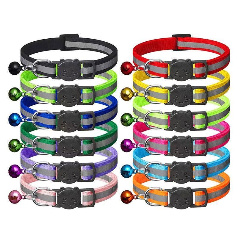 Reflective Cat Collar with Breakaway Buckle and Bell Adjustable for Small Pet Use - Light Green V528-COLOUR-LIGHTGREEN33291