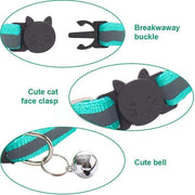 Reflective Cat Collar with Breakaway Buckle and Bell Adjustable for Small Pet Use - Light Green V528-COLOUR-LIGHTGREEN33291