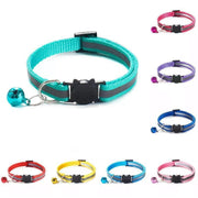 Reflective Cat Collar with Breakaway Buckle and Bell Adjustable for Small Pet Use - Light Green V528-COLOUR-LIGHTGREEN33291