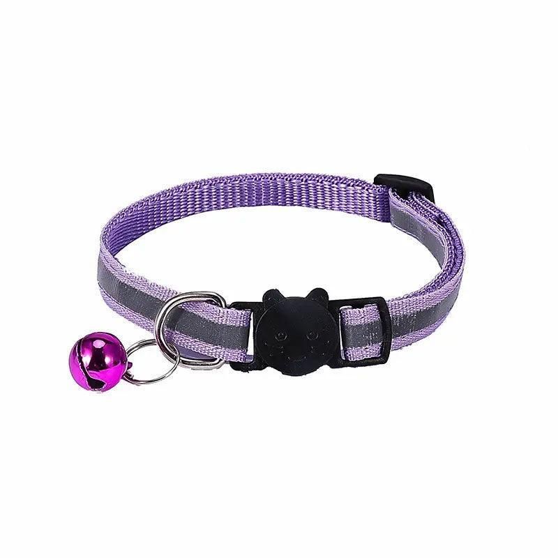 Reflective Cat Collar with Breakaway Buckle and Bell Adjustable for Small Pet Use - Light Purple V528-COLOUR-LIGHTPURPLE40727