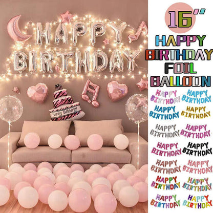 40Cm 3D Happy Birthday Letters Balloons Inflating Foil Banner Bunting Celebrate - Multicolour 3 V528-COLOUR-MULTICOLOUR329623