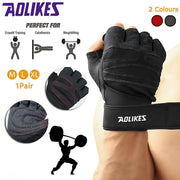 L Size Weight Lifting Gloves Gym Bodybuilding Fitness Workout Cycling Crossfit Men - One Pair Grey V528-COLOUR-ONEPAIRGREY72112