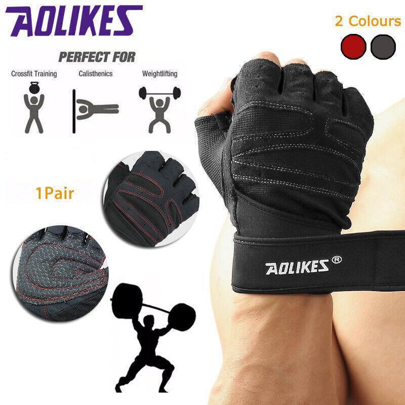 XL Size Aolikes Weight Lifting Gloves Gym Bodybuilding Fitness Workout Cycling Crossfit - One Pair Grey V528-COLOUR-ONEPAIRGREY77844